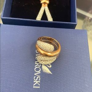 Swarovski ring with gold rose band (size 6)